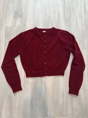 Garage Cropped Cardigan Sweater - Burgundy